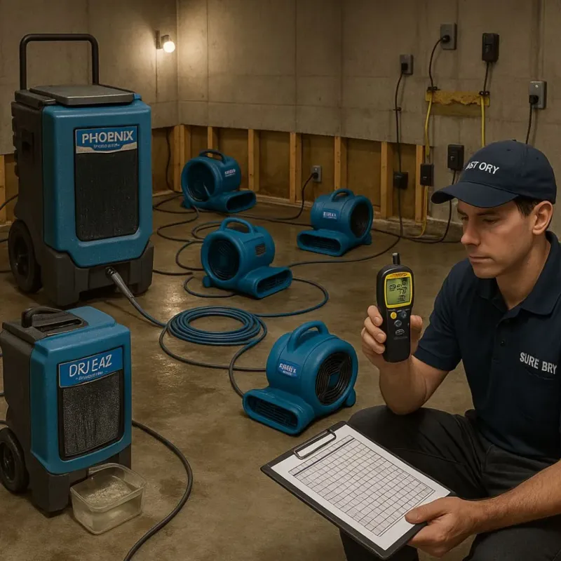 Structural Drying and Dehumidification process in Pearland, TX